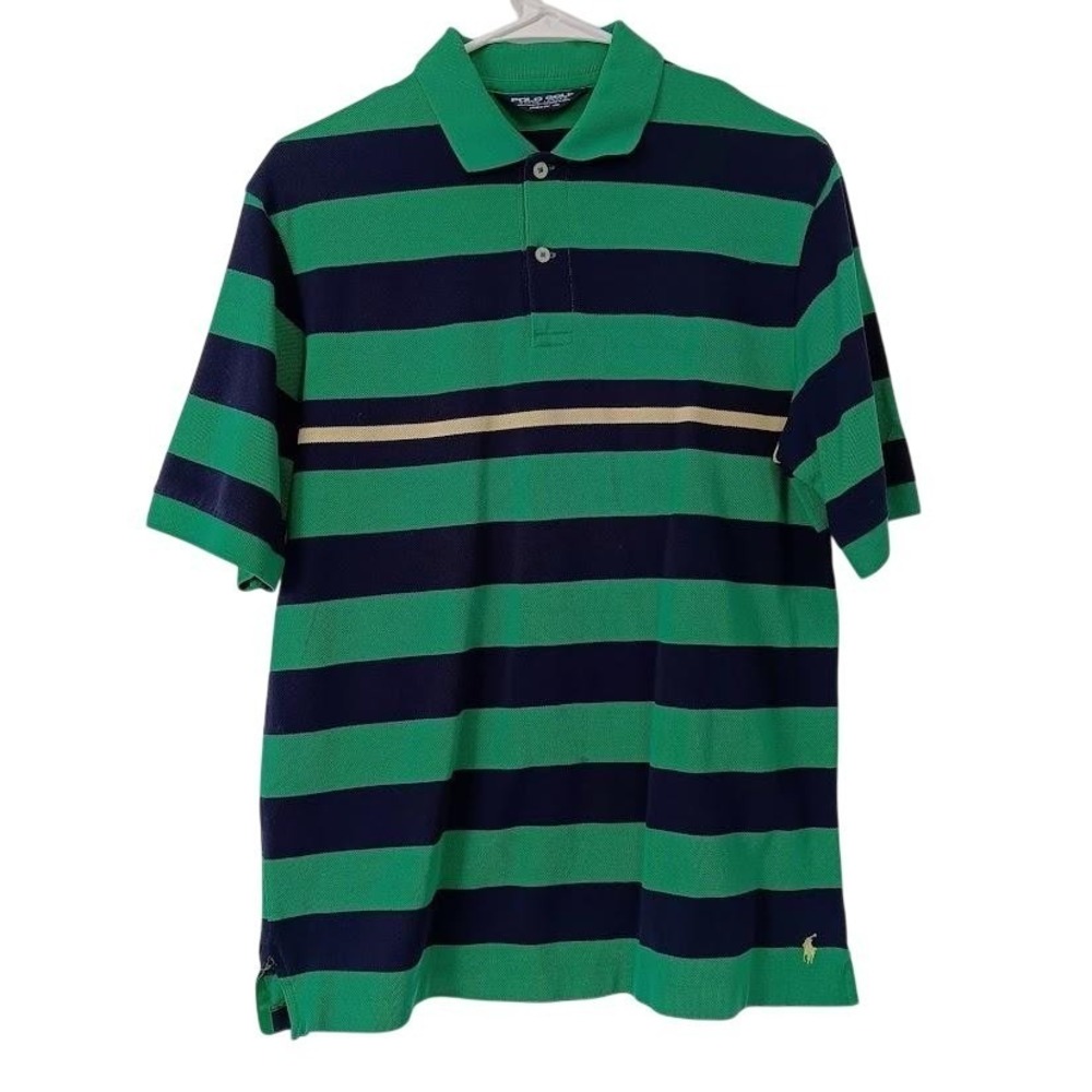 Polo Golf Ralph Lauren Polo Shirt Mens Small Green Navy Striped Pima Cotton